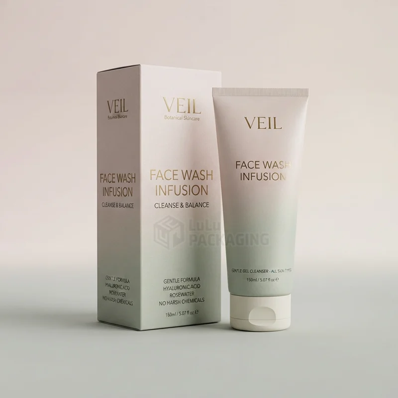 custom face wash boxes with gradient tube and printed carton